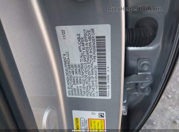 1HGCV3F25NA047262 2022 HONDA ACCORD Silver Widok komory silnika