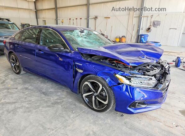 1HGCV3F27NA019754 2022 HONDA ACCORD Blue Przód prawy