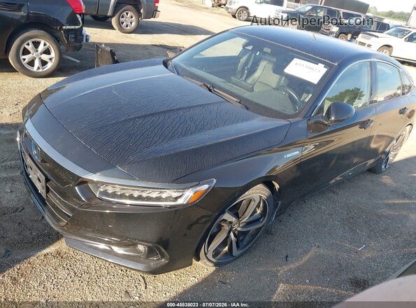1HGCV3F28NA045179 2022 HONDA ACCORD Black წინა მარცხენა ხედი სამი მეოთხედიდან