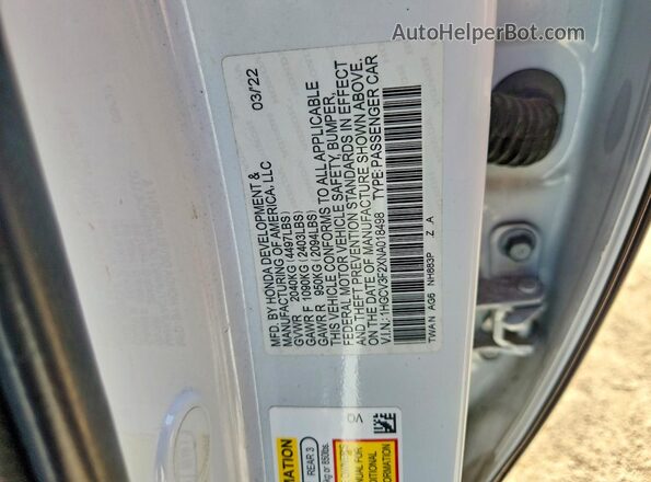 1HGCV3F2XNA018498 2022 HONDA ACCORD White Widok komory silnika