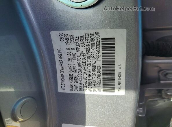 1HGCV3F40LA009081 2020 HONDA ACCORD Silver Engine compartment view