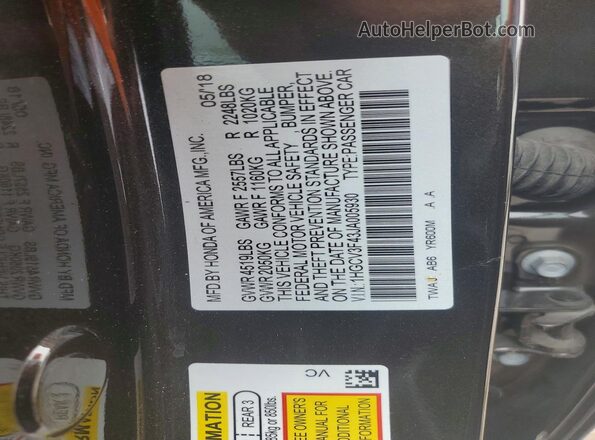 1HGCV3F43JA005930 2018 HONDA ACCORD Black ძრავის განყოფილების ხედი