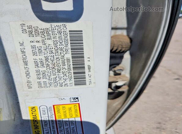 1HGCV3F50KA010061 2019 HONDA ACCORD White Widok komory silnika