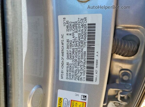 1HGCV3F59JA016584 2018 HONDA ACCORD Silver Engine compartment view