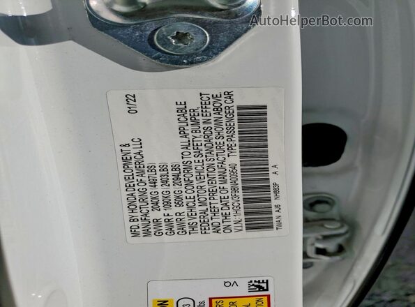 1HGCV3F98NA009540 2022 HONDA ACCORD White Շարժիչի բաժամունքի տեսք