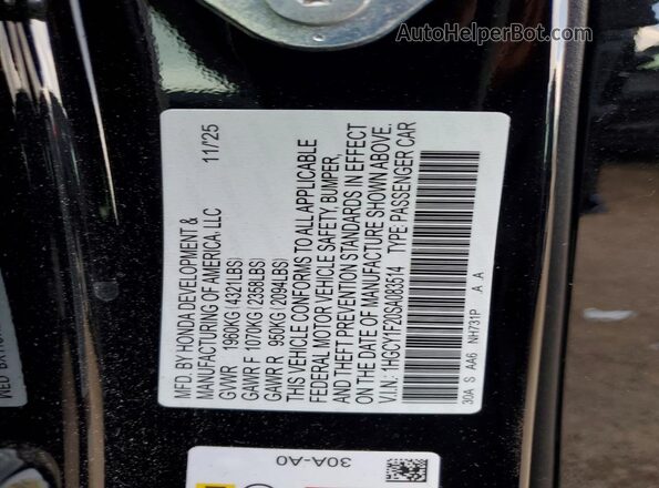 1HGCY1F20SA083514 2025 HONDA ACCORD Black VIN կոդի պիտակի տեսք