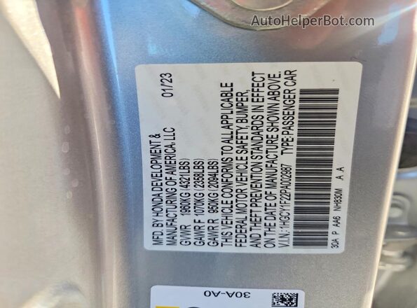 1HGCY1F22PA002987 2023 HONDA ACCORD Silver ძრავის განყოფილების ხედი