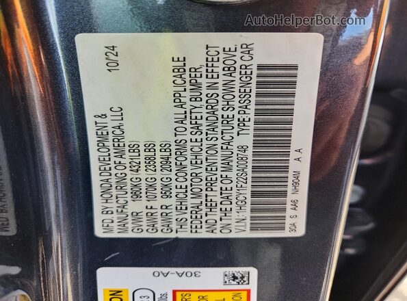 1HGCY1F22SA008748 2025 HONDA ACCORD Gray Vista del compartimento del motor