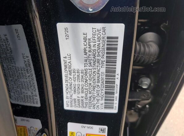 1HGCY1F22SA091131 2025 HONDA ACCORD Black Вид підкапотного простору