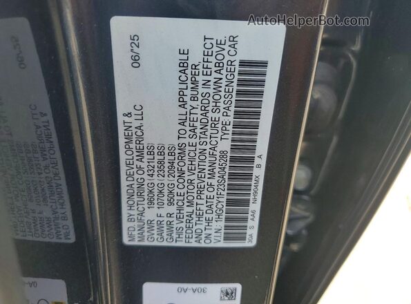 1HGCY1F23SA045288 2025 HONDA ACCORD Gray Widok komory silnika