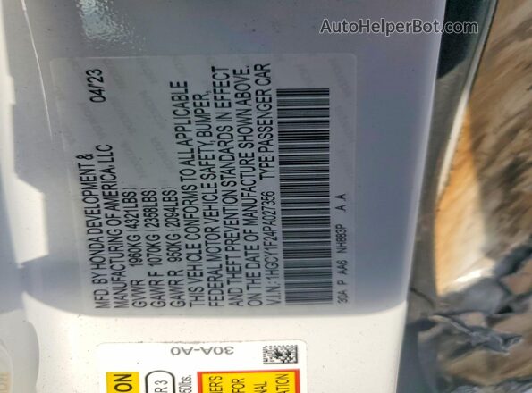 1HGCY1F24PA027356 2023 HONDA ACCORD Белый Вид подкапотного пространства
