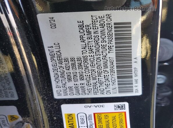 1HGCY1F26RA044517 2024 HONDA ACCORD Black Շարժիչի բաժամունքի տեսք