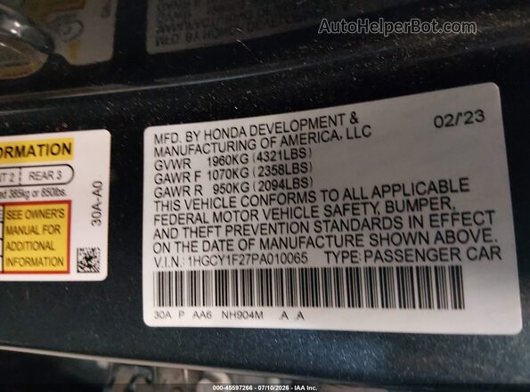 1HGCY1F27PA010065 2023 HONDA ACCORD Gray Engine compartment view