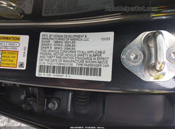 1HGCY1F28RA010126 2024 HONDA ACCORD Gray Engine compartment view