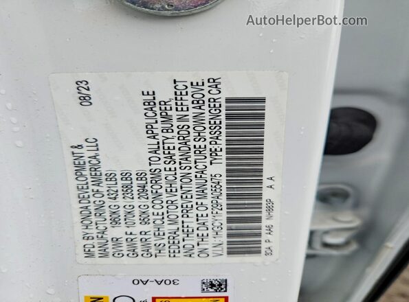 1HGCY1F29PA055475 2023 HONDA ACCORD White Engine compartment view