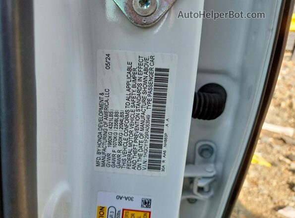 1HGCY1F29RA063949 2024 HONDA ACCORD White ძრავის განყოფილების ხედი