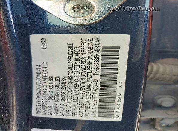1HGCY1F31PA054460 2023 HONDA ACCORD Синий Вид подкапотного пространства