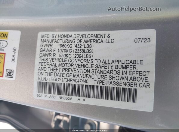 1HGCY1F34PA047440 2023 HONDA ACCORD Silver Вид підкапотного простору