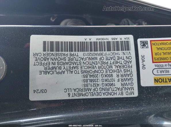 1HGCY1F36RA052013 2024 HONDA ACCORD Gray Շարժիչի բաժամունքի տեսք
