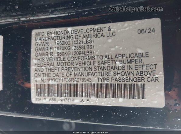 1HGCY1F36RA076943 2024 HONDA ACCORD Черный Вид подкапотного пространства