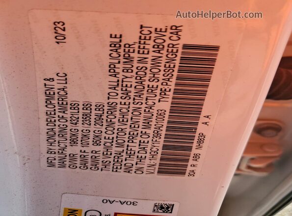 1HGCY1F39RA010063 2024 HONDA ACCORD White VIN sticker view