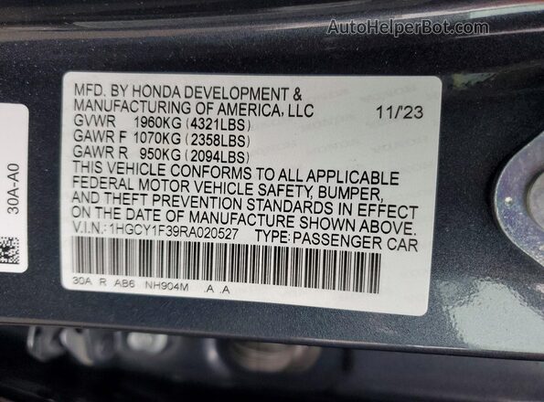 1HGCY1F39RA020527 2024 HONDA ACCORD Gray Widok komory silnika