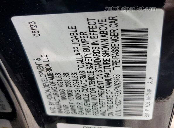 1HGCY1F3XPA028763 2023 HONDA ACCORD Black Engine compartment view