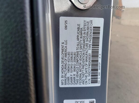 1HGCY1F46SA066301 2025 HONDA ACCORD Gray Շարժիչի բաժամունքի տեսք