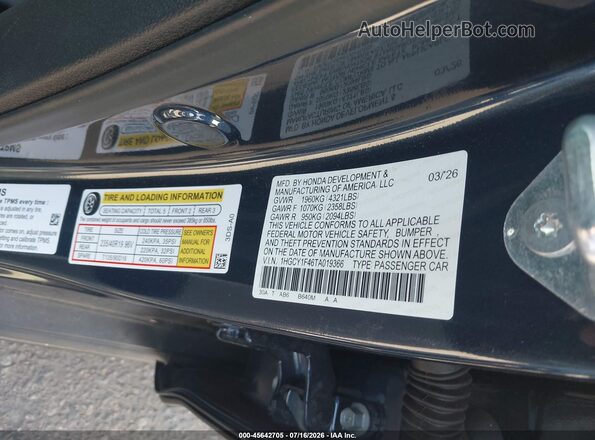 1HGCY1F46TA019366 2026 HONDA ACCORD Синий Вид подкапотного пространства
