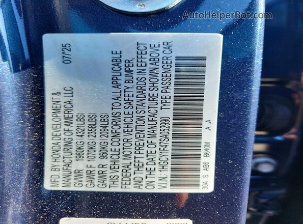 1HGCY1F47SA052990 2025 HONDA ACCORD Blue Engine compartment view