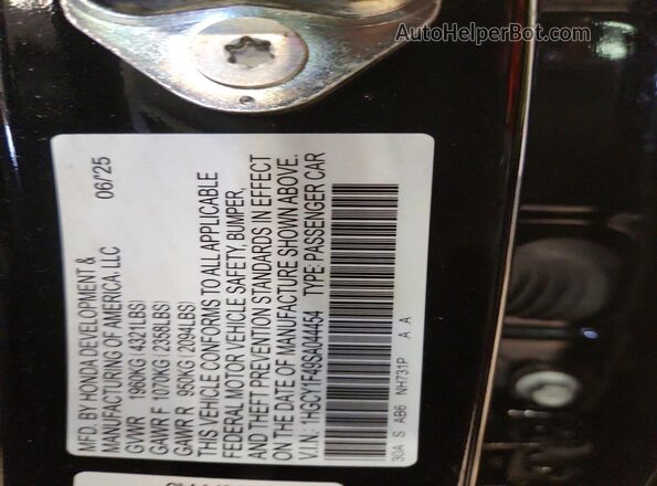 1HGCY1F49SA044454 2025 HONDA ACCORD Black ძრავის განყოფილების ხედი