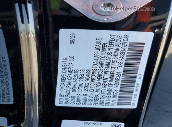 1HGCY1F49SA063201 2025 HONDA ACCORD Black Вид підкапотного простору
