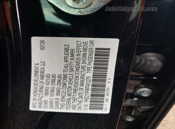 1HGCY1F49TA012279 2026 HONDA ACCORD Black VIN կոդի պիտակի տեսք