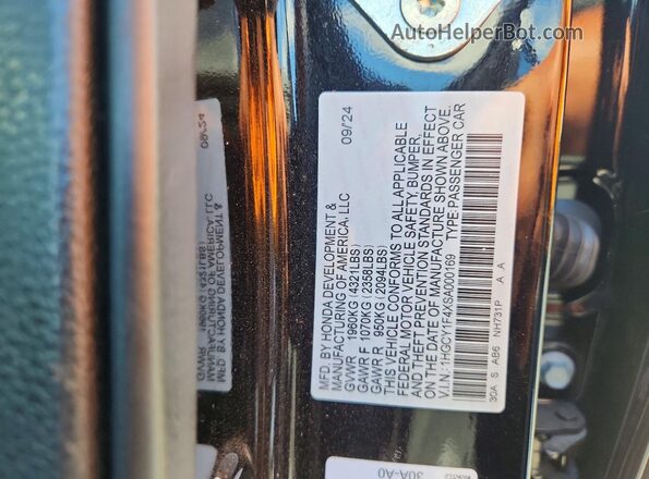 1HGCY1F4XSA000169 2025 HONDA ACCORD Black Շարժիչի բաժամունքի տեսք