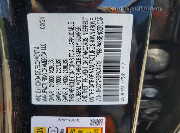 1HGCY2F50RA041712 2024 HONDA ACCORD Black Widok komory silnika