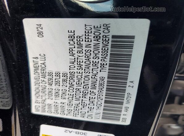 1HGCY2F51RA086349 2024 HONDA ACCORD Black Widok komory silnika