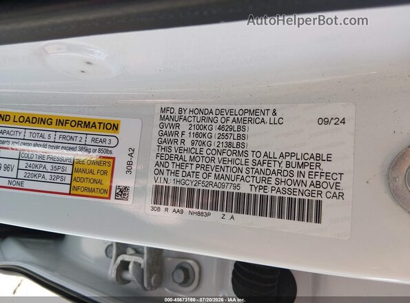 1HGCY2F52RA097795 2024 HONDA ACCORD White Widok komory silnika