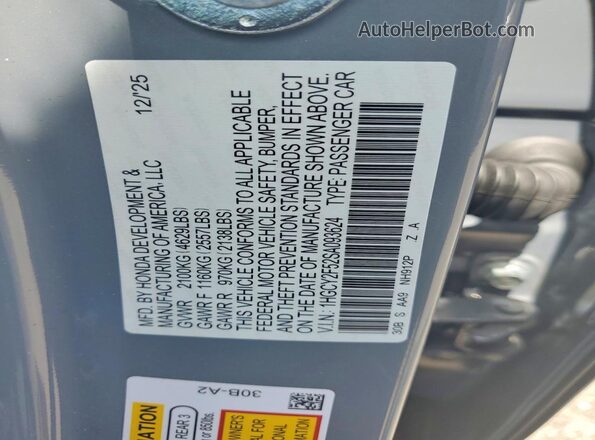 1HGCY2F52SA093624 2025 HONDA ACCORD Gray Շարժիչի բաժամունքի տեսք