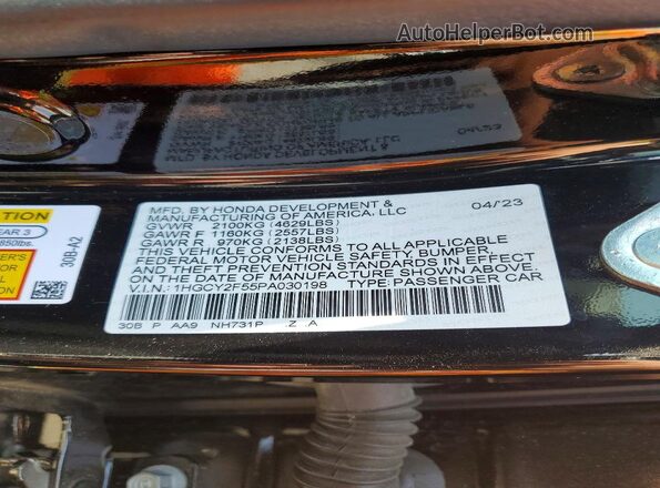 1HGCY2F55PA030198 2023 HONDA ACCORD Black Widok komory silnika