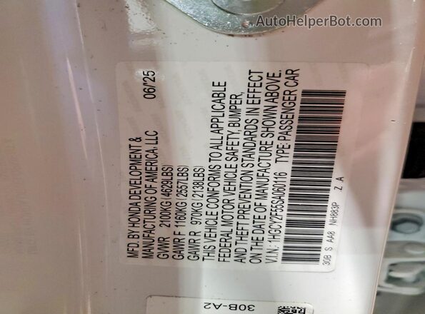 1HGCY2F55SA060116 2025 HONDA ACCORD White Widok komory silnika