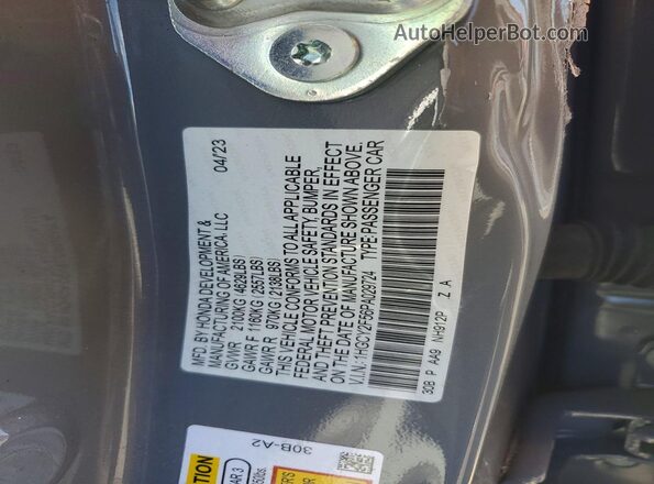 1HGCY2F56PA029724 2023 HONDA ACCORD Gray VIN sticker view