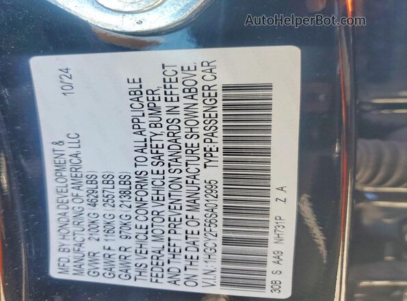 1HGCY2F56SA012995 2025 HONDA ACCORD Black Widok komory silnika