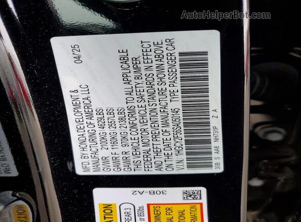 1HGCY2F56SA050145 2025 HONDA ACCORD Black Vista del compartimento del motor