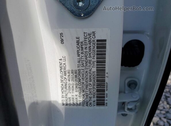 1HGCY2F56SA082576 2025 HONDA ACCORD Белый Вид подкапотного пространства