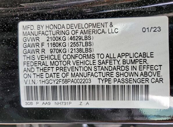 1HGCY2F58PA002203 2023 HONDA ACCORD Black Engine compartment view