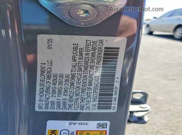 1HGCY2F59SA024008 2025 HONDA ACCORD Gray VIN կոդի պիտակի տեսք