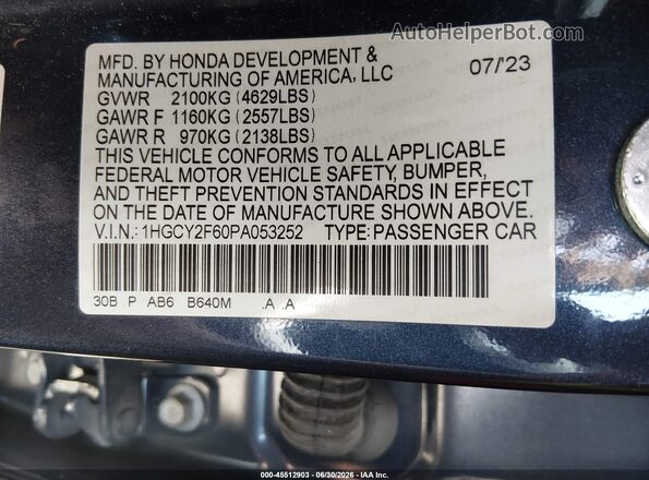 1HGCY2F60PA053252 2023 HONDA ACCORD Синий Вид подкапотного пространства