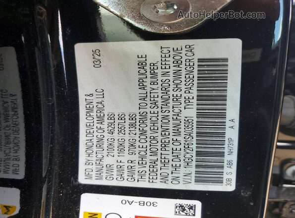 1HGCY2F61SA035951 2025 HONDA ACCORD Black Widok naklejki z numerem VIN