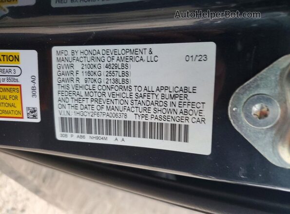 1HGCY2F67PA006378 2023 HONDA ACCORD Charcoal VIN კოდის სტიკერის ხედი