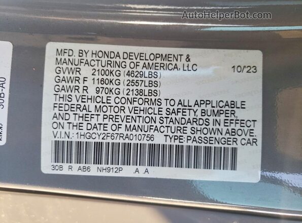1HGCY2F67RA010756 2024 HONDA ACCORD Серый Вид подкапотного пространства